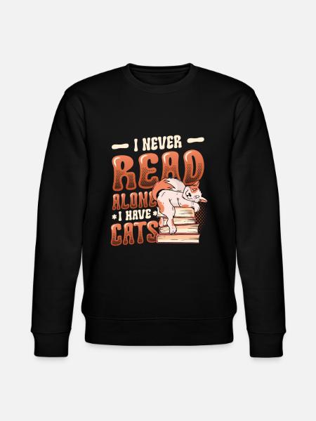 Bücherwurm Lesebücher, Katzen. - Stanley/Stella Unisex Bio-Sweatshirt CHANGER - Schwarz