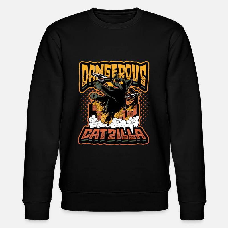Gefährlicher Catzilla - Stanley/Stella Unisex Bio-Sweatshirt CHANGER  - Schwarz