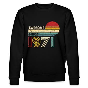 1971 Geschenk Geburtstag Jahrgang Spruch - Stanley/Stella Unisex Bio-Sweatshirt CHANGER  - Schwarz - Vorne - Nik (191cm) & Marisol (170cm)