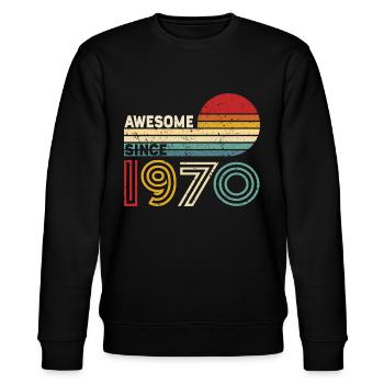 1970 Geschenk Geburtstag Jahrgang Spruch - Stanley/Stella Unisex Bio-Sweatshirt CHANGER  - Schwarz - Vorne - Nik (191cm) & Marisol (170cm)
