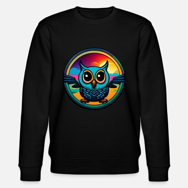 Cute Owl Circle - Stanley/Stella CHANGER Unisex Organic Sweatshirt - black