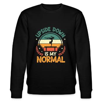 Upside Down Is My Normal, Girls Handstand - Stanley/Stella Unisex Bio-Sweatshirt CHANGER  - Schwarz - Vorne - Nik (191cm) & Marisol (170cm)