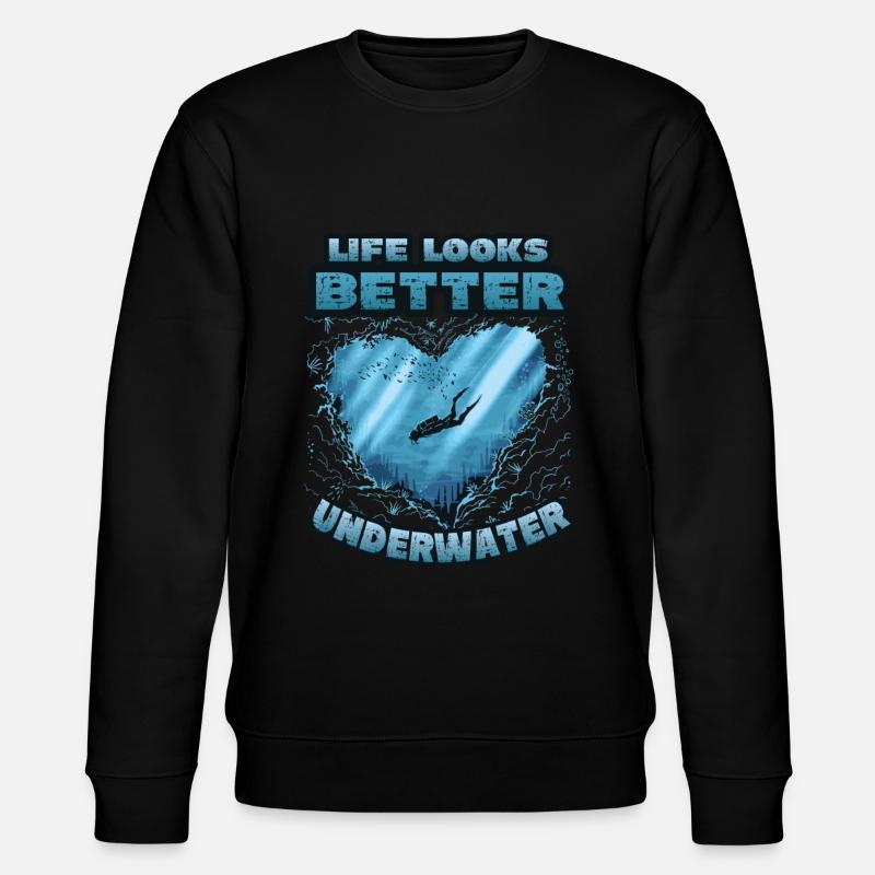 Life looks better underwater, diving - Stanley/Stella CHANGER Unisex Organic Sweatshirt - black