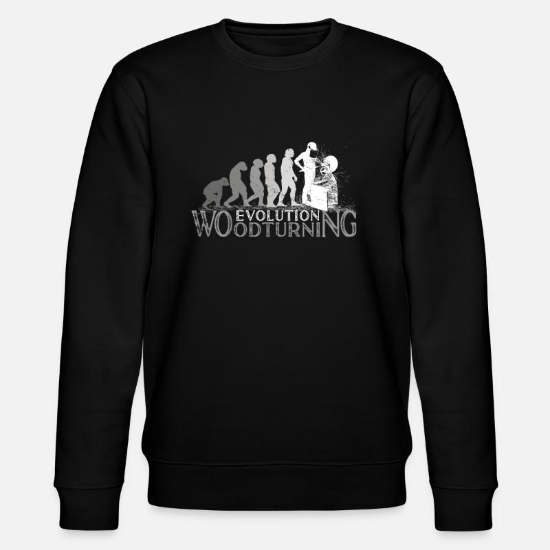 Woodturning Evolution Carpenter Woodworking - Stanley/Stella CHANGER Unisex Organic Sweatshirt - black