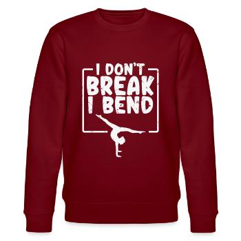 I Don't Break I Bend Gymnastic Bodenturnen Sport - Stanley/Stella Unisex Bio-Sweatshirt CHANGER  - Burgunderrot - Vorne - Nik (191cm) & Marisol (170cm)