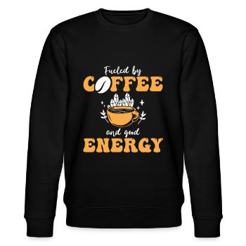 Positive Energy Coffee Energy Healer Coffee Addict - Stanley/Stella Unisex Bio-Sweatshirt CHANGER  - Schwarz - Vorne - Nik (191cm) & Marisol (170cm)