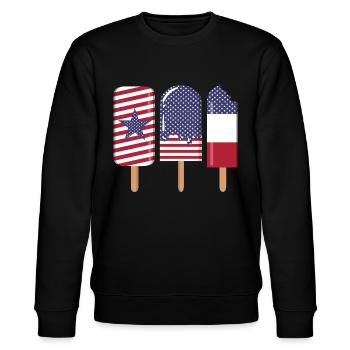 4. Juli USA - Stanley/Stella Unisex Bio-Sweatshirt CHANGER  - Schwarz - Vorne - Nik (191cm) & Marisol (170cm)