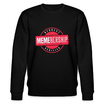Social Media Meme Mitgliedschaftsantrag - Stanley/Stella Unisex Bio-Sweatshirt CHANGER  - Schwarz - Vorne - Nik (191cm) & Marisol (170cm)
