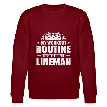 Football Lineman Leben Workout Routine Spieler - Stanley/Stella Unisex Bio-Sweatshirt CHANGER  - Burgunderrot - Vorne - Nik (191cm) & Marisol (170cm)