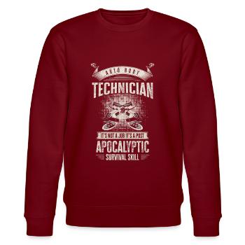 Autokarosserietechniker Postapokalyptische - Stanley/Stella Unisex Bio-Sweatshirt CHANGER  - Burgunderrot - Vorne - Nik (191cm) & Marisol (170cm)