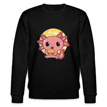 Axolotl Pet Cute Eating Burger und Getränke - Stanley/Stella Unisex Bio-Sweatshirt CHANGER  - Schwarz - Vorne - Nik (191cm) & Marisol (170cm)