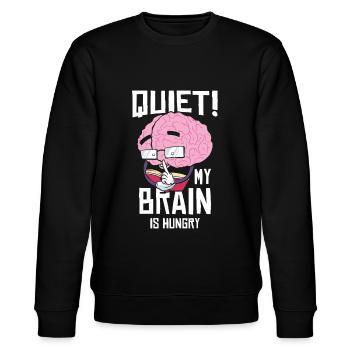 Buchliebhaber Gehirn Lesen Bücher Literatur Wissen - Stanley/Stella Unisex Bio-Sweatshirt CHANGER  - Schwarz - Vorne - Nik (191cm) & Marisol (170cm)
