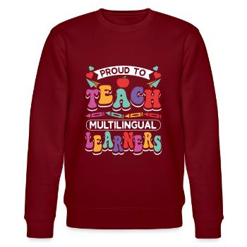 ESL-Lehrer Englisch Mehrsprachiger Lehrer für - Stanley/Stella Unisex Bio-Sweatshirt CHANGER  - Burgunderrot - Vorne - Nik (191cm) & Marisol (170cm)
