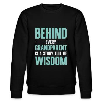 Ruhestand Leben Zitat Lektion Großeltern Weisheit - Stanley/Stella Unisex Bio-Sweatshirt CHANGER  - Schwarz - Vorne - Nik (191cm) & Marisol (170cm)