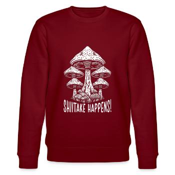 Shiitake Pilz Wald Pilz Shiitake Moral Vegan Umami - Stanley/Stella Unisex Bio-Sweatshirt CHANGER  - Burgunderrot - Vorne - Nik (191cm) & Marisol (170cm)