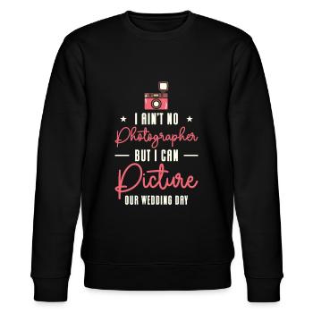 Couple Camera Romance Wedding Day Pick Up Lines - Stanley/Stella CHANGER Unisex Organic Sweatshirt - black - Front - Nik (191cm) & Marisol (170cm)