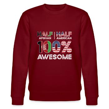 Halb Afghane Afghanistan Amerikaner USA - Stanley/Stella Unisex Bio-Sweatshirt CHANGER  - Burgunderrot - Vorne - Nik (191cm) & Marisol (170cm)