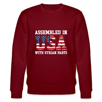Born Syrian Syria American USA Citizenship - Stanley/Stella CHANGER Unisex Organic Sweatshirt - burgundy - Front - Nik (191cm) & Marisol (170cm)