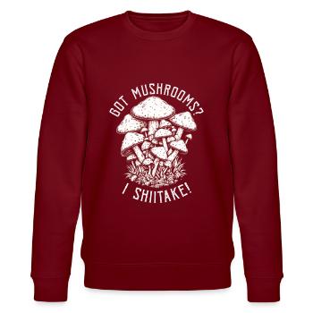Shiitake Pilz Wald Pilz Shiitake Moral Vegan Umami - Stanley/Stella Unisex Bio-Sweatshirt CHANGER  - Burgunderrot - Vorne - Nik (191cm) & Marisol (170cm)