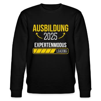 Azubi Geschenk Ausbildung 2025 Lehrling Spruch - Stanley/Stella Unisex Bio-Sweatshirt CHANGER  - Schwarz - Vorne - Nik (191cm) & Marisol (170cm)