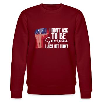 Samoan Pride Samoa Flag Grown Samoan Roots Samoan - Stanley/Stella CHANGER Unisex Organic Sweatshirt - burgundy - Front - Nik (191cm) & Marisol (170cm)