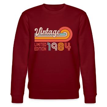 1984 Birthday Born in 1984 - Stanley/Stella CHANGER Unisex Organic Sweatshirt - burgundy - Front - Nik (191cm) & Marisol (170cm)