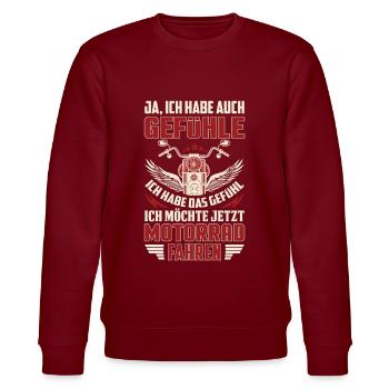 Motorradfahrer - Stanley/Stella Unisex Bio-Sweatshirt CHANGER  - Burgunderrot - Vorne - Nik (191cm) & Marisol (170cm)
