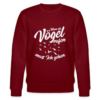 Bird watching bird - Stanley/Stella CHANGER Unisex Organic Sweatshirt - burgundy - Front - Nik (191cm) & Marisol (170cm)