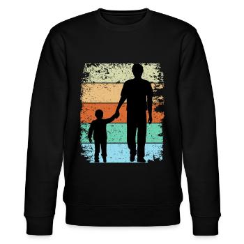 Vater Sohn Papa Mann Männer Vatertag Geschenk - Stanley/Stella Unisex Bio-Sweatshirt CHANGER  - Schwarz - Vorne - Nik (191cm) & Marisol (170cm)
