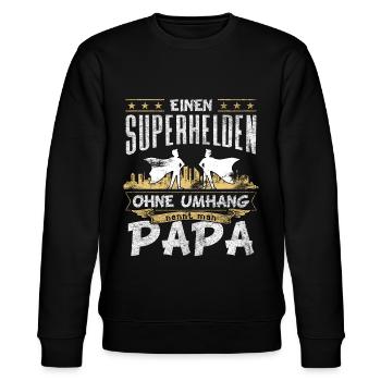 Superheld ohne Umhang Held Papa Vater Vatertag - Stanley/Stella Unisex Bio-Sweatshirt CHANGER  - Schwarz - Vorne - Nik (191cm) & Marisol (170cm)