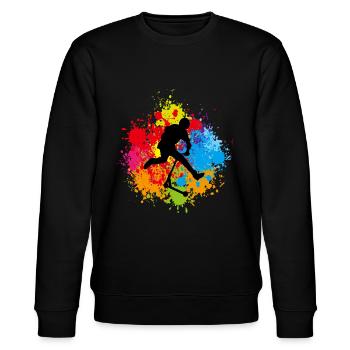 Freestyle-Roller - Stanley/Stella Unisex Bio-Sweatshirt CHANGER  - Schwarz - Vorne - Nik (191cm) & Marisol (170cm)