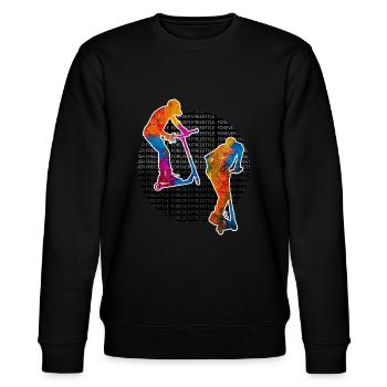 trottinette freestyle - Sweat bio CHANGER Stanley/Stella Unisexe - noir - Devant - Nik (191cm) & Marisol (170cm)
