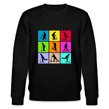 Freestyle-Roller - Stanley/Stella Unisex Bio-Sweatshirt CHANGER  - Schwarz - Vorne - Nik (191cm) & Marisol (170cm)