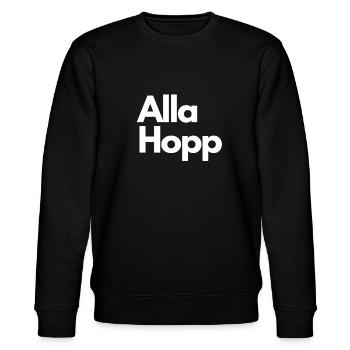 Alla Hopp - Dialekt aus der Pfalz - Stanley/Stella Unisex Bio-Sweatshirt CHANGER  - Schwarz - Vorne - Nik (191cm) & Marisol (170cm)