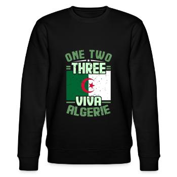 Algeria - Stanley/Stella CHANGER Unisex Organic Sweatshirt - black - Front - Nik (191cm) & Marisol (170cm)