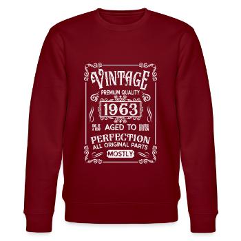 Birthday born in 1963 - Stanley/Stella CHANGER Unisex Organic Sweatshirt - burgundy - Front - Nik (191cm) & Marisol (170cm)