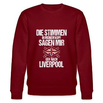 Liverpool - Stanley/Stella Unisex Bio-Sweatshirt CHANGER  - Burgunderrot - Vorne - Nik (191cm) & Marisol (170cm)
