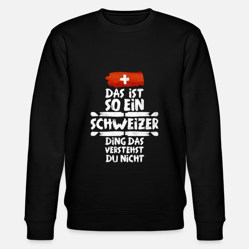 Schweiz Schweizer Geschenkidee - Stanley/Stella Unisex Bio-Sweatshirt CHANGER  - Schwarz