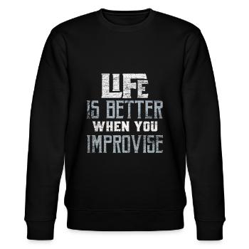 Improvisieren Improv - Stanley/Stella Unisex Bio-Sweatshirt CHANGER  - Schwarz - Vorne - Nik (191cm) & Marisol (170cm)