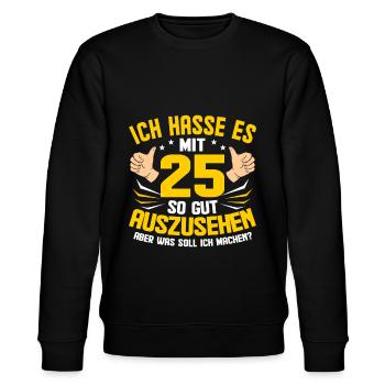 25. Geburtstag - Stanley/Stella Unisex Bio-Sweatshirt CHANGER  - Schwarz - Vorne - Nik (191cm) & Marisol (170cm)