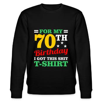 70. Geburtstag - Stanley/Stella Unisex Bio-Sweatshirt CHANGER  - Schwarz - Vorne - Nik (191cm) & Marisol (170cm)