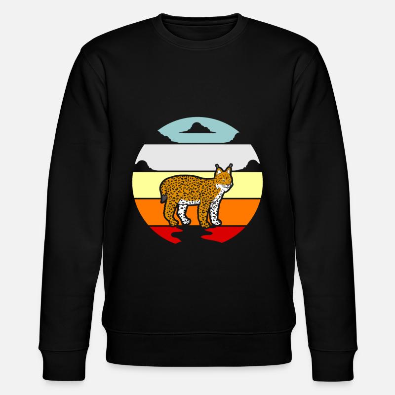 Luchs Wildkatze Shirt Geschenkidee - Stanley/Stella Unisex Bio-Sweatshirt CHANGER - Schwarz