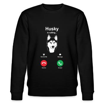 Chiens de traîneau Husky - Sweat bio CHANGER Stanley/Stella Unisexe - noir - Devant - Nik (191cm) & Marisol (170cm)
