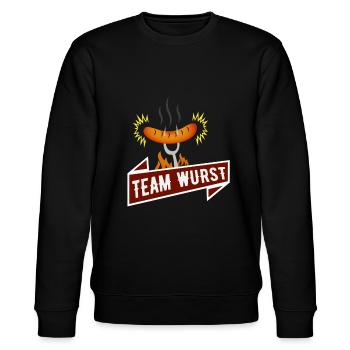 Team Wurst Bratwurst Fans Grillmeister - Stanley/Stella Unisex Bio-Sweatshirt CHANGER  - Schwarz - Vorne - Nik (191cm) & Marisol (170cm)