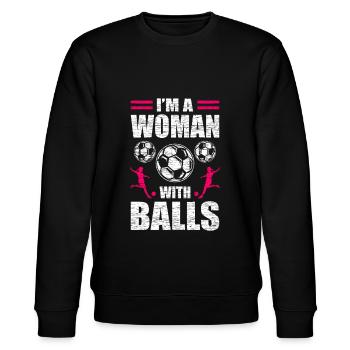 Fußball Frauen - Stanley/Stella Unisex Bio-Sweatshirt CHANGER  - Schwarz - Vorne - Nik (191cm) & Marisol (170cm)