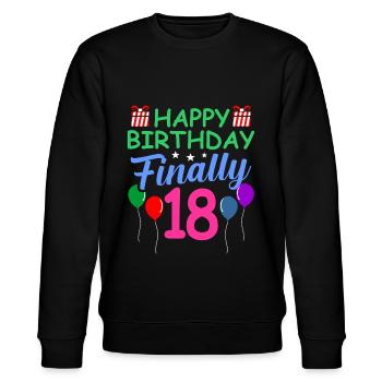 18th birthday - Stanley/Stella CHANGER Unisex Organic Sweatshirt - black - Front - Nik (191cm) & Marisol (170cm)