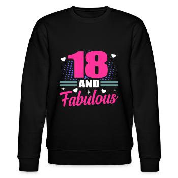 18th birthday - Stanley/Stella CHANGER Unisex Organic Sweatshirt - black - Front - Nik (191cm) & Marisol (170cm)