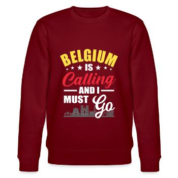 Belgien - Stanley/Stella Unisex Bio-Sweatshirt CHANGER  - Burgunderrot - Vorne - Nik (191cm) & Marisol (170cm)