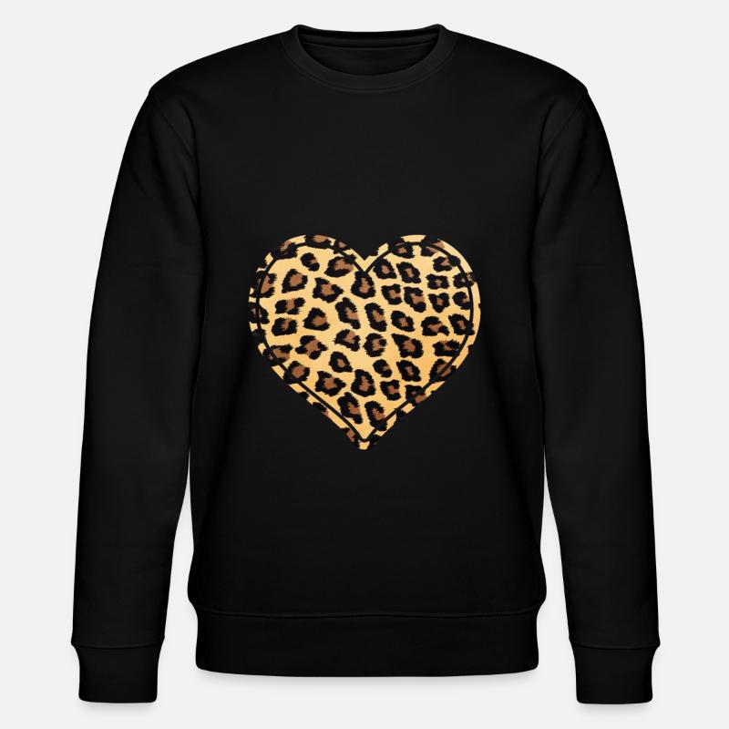 Leopard Heart Gift - Stanley/Stella CHANGER Unisex Organic Sweatshirt - black