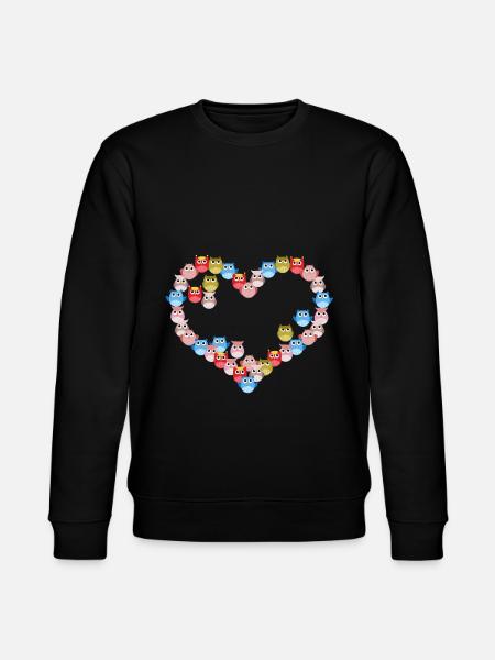 Bunte Herz-eule - Stanley/Stella Unisex Bio-Sweatshirt CHANGER - Schwarz